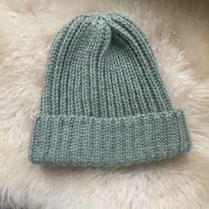 Dusty blue 100% British wool beanie
